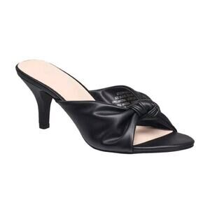 Halston Women's Seville Vegan Leather Open Toe Kitten Heel Dress Sandals Size 9N